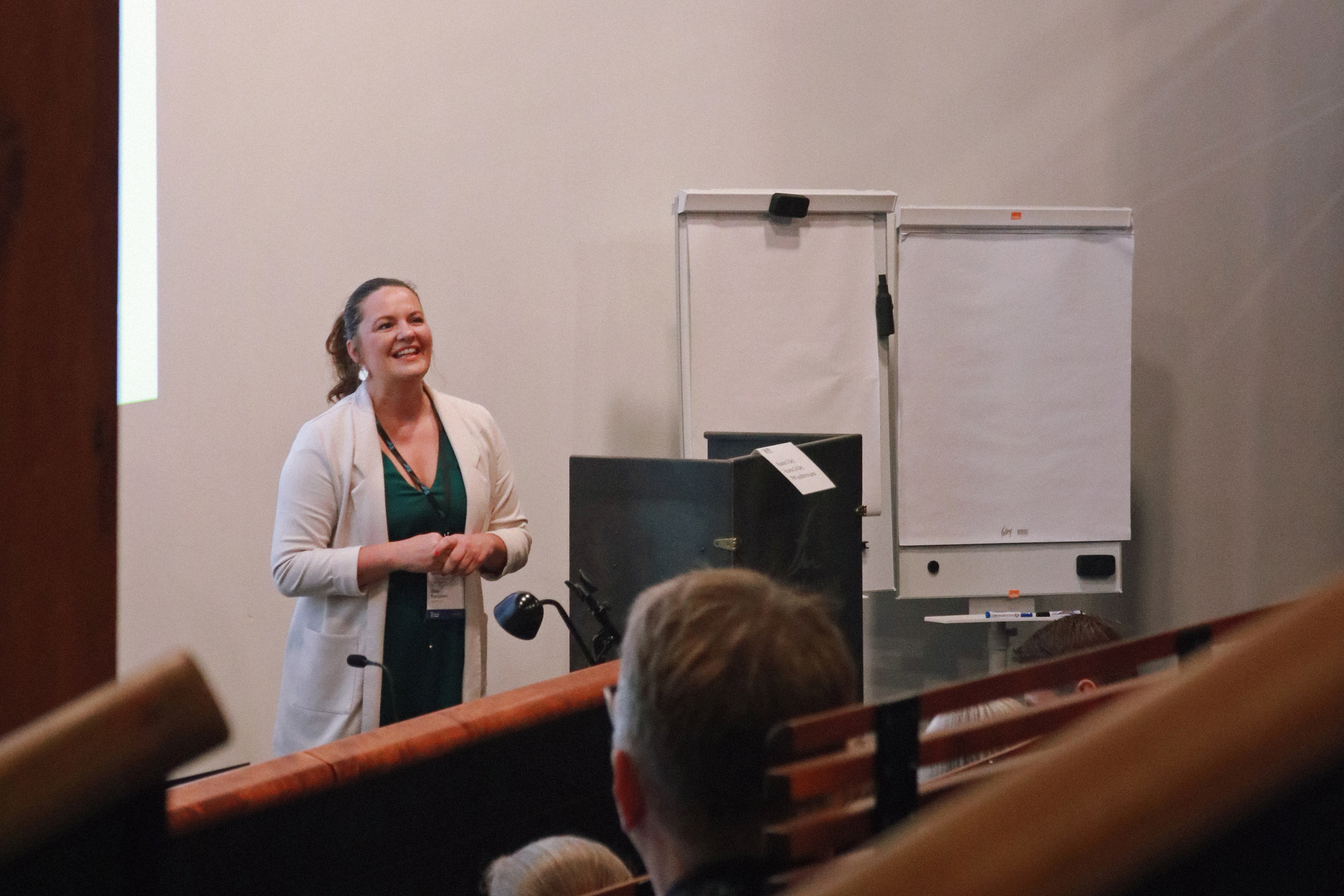 Elina Rantanen greeting the participants of the event.