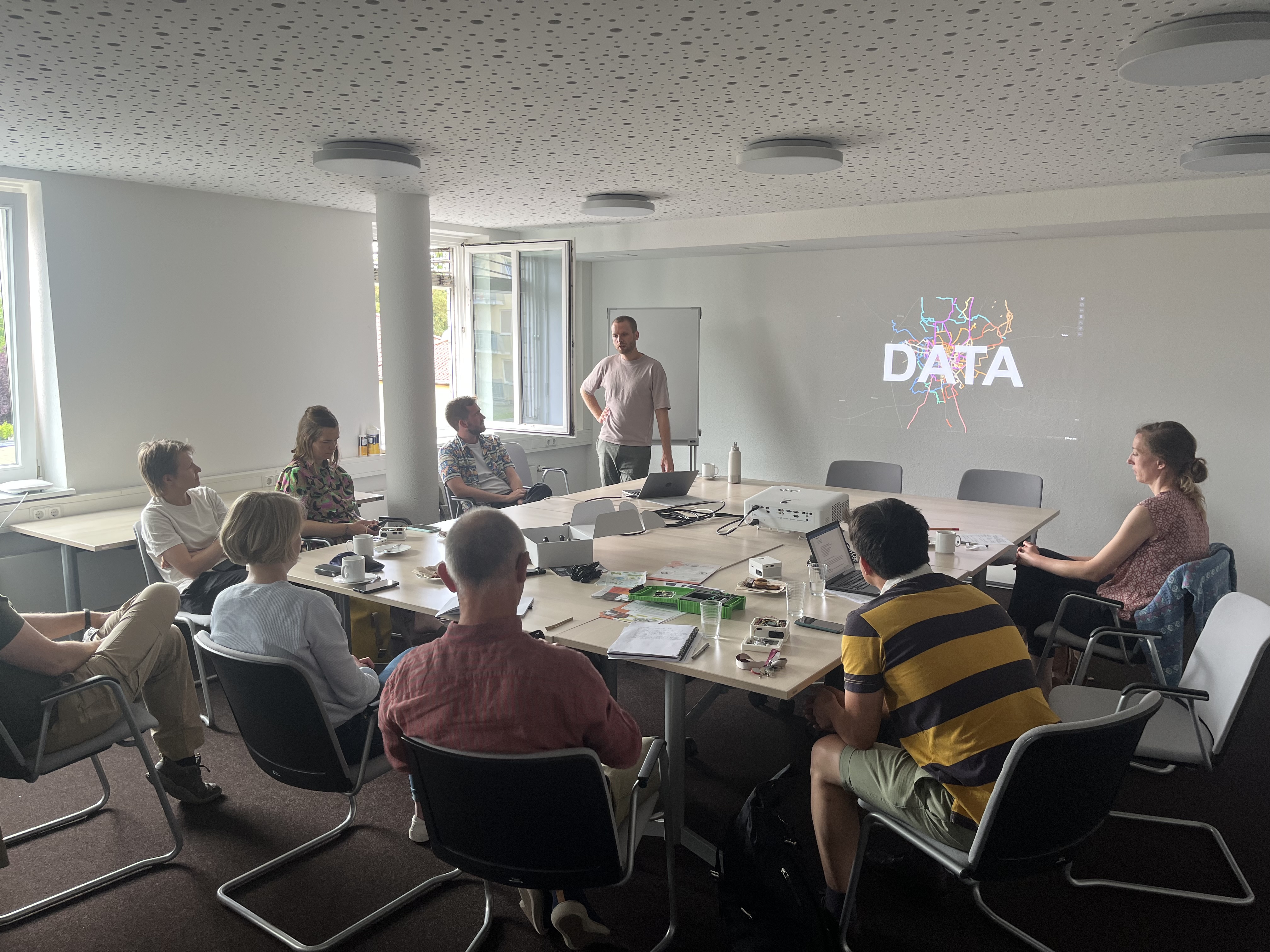 Representatives of City of Greifswald receiving the bicycle sensor data collection workshop