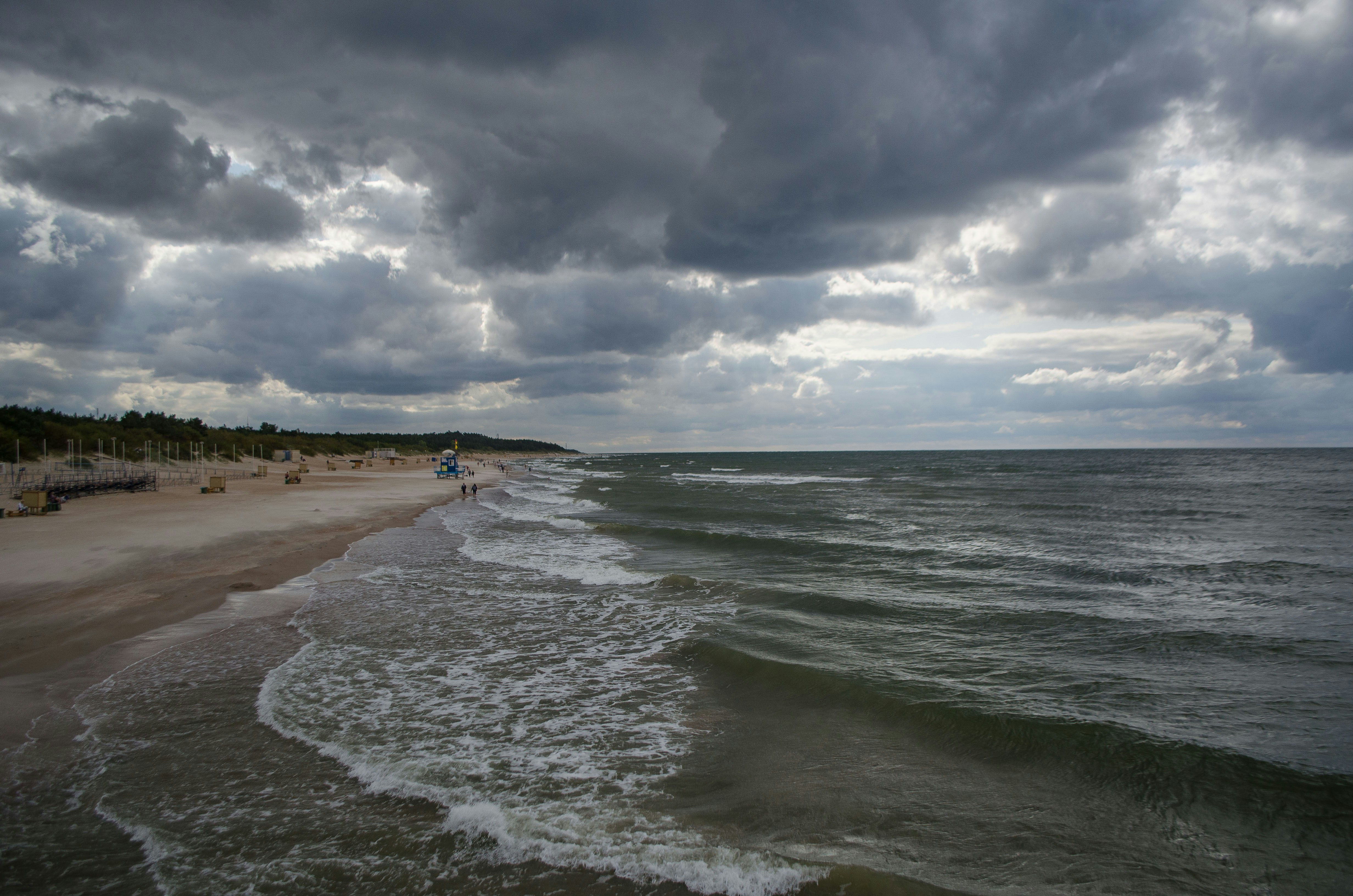 View on the stormy sea coastline