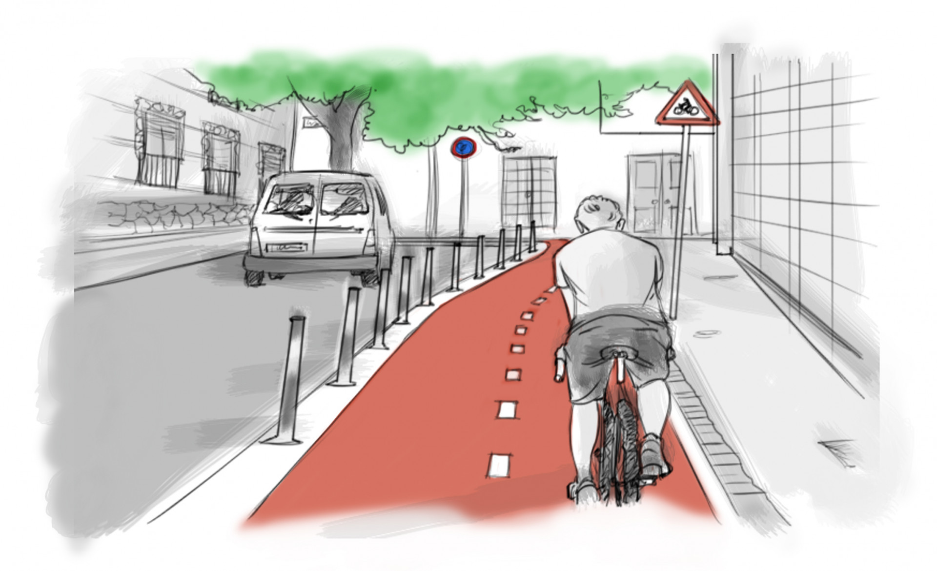 Drawing with a cycle path vision
