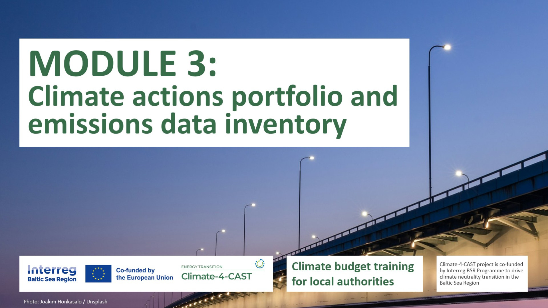 Banner of the Module 3 in the Climate budget training course