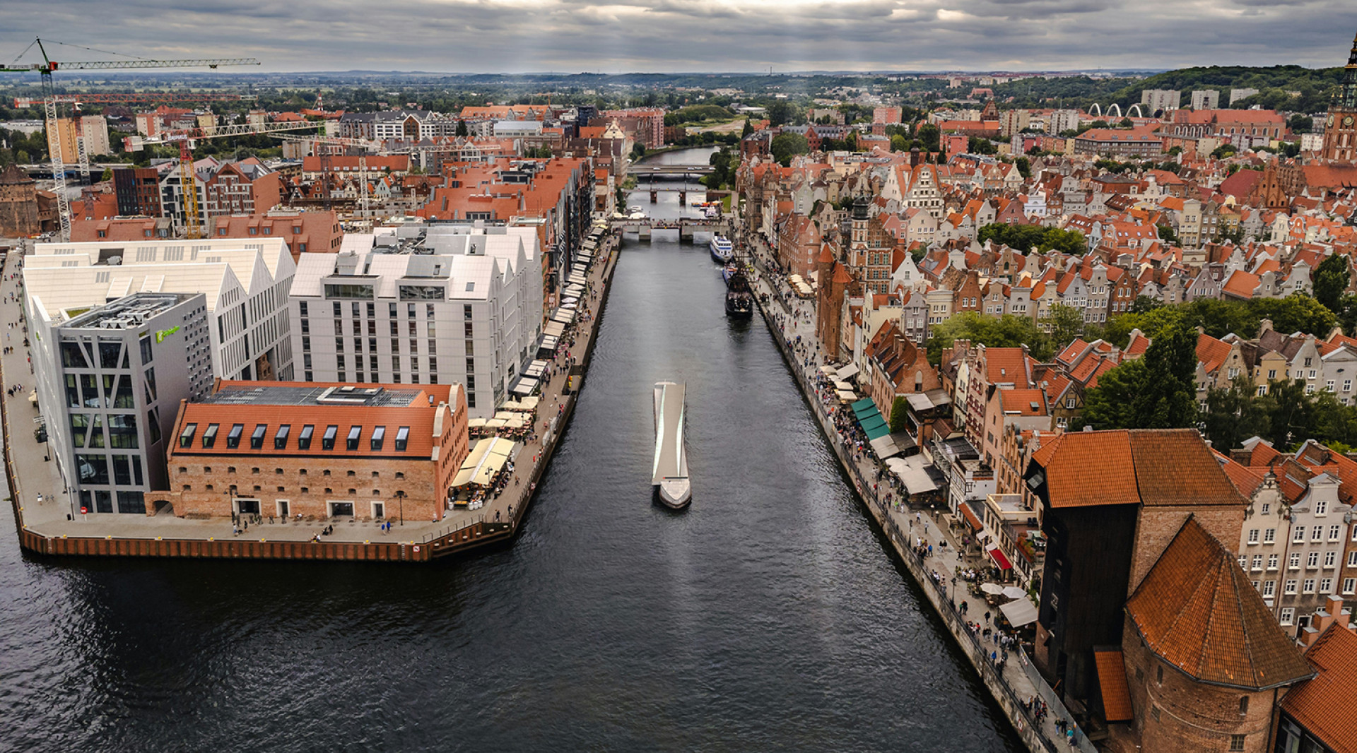 Aerial view on the Gdansk center and the river
