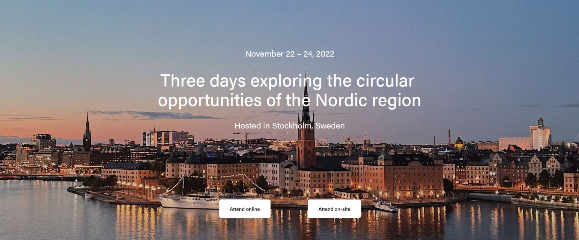 Nordic Circular Summit banner with the view on Stockholm