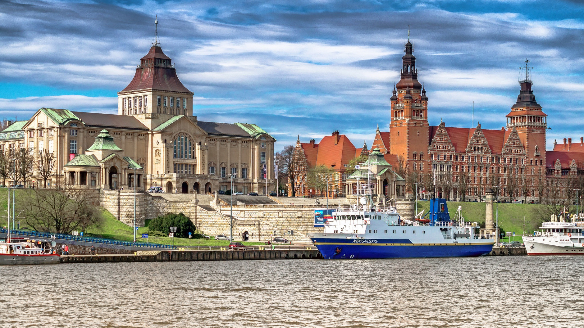 View on the city of Szczecin from water