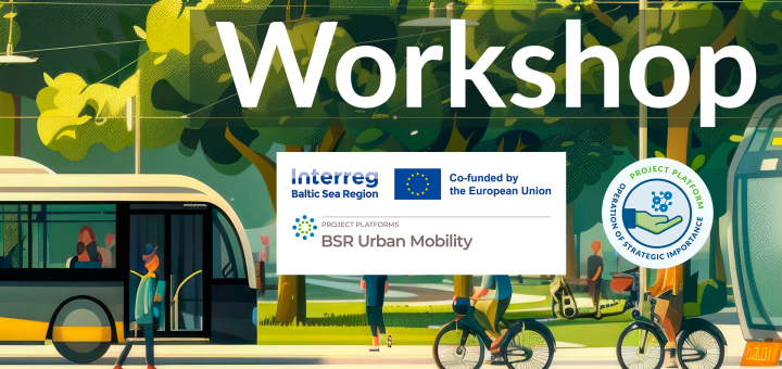 View of busy street with text workshop and BSR Urban Mobility logo and OSI badge