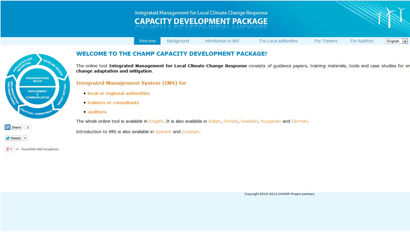 Screenshot of the online tool